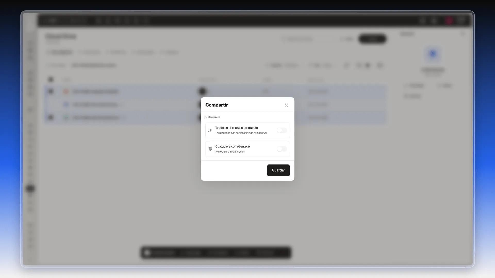 Cuadro Compartir para 2 elementos con los dos interruptores