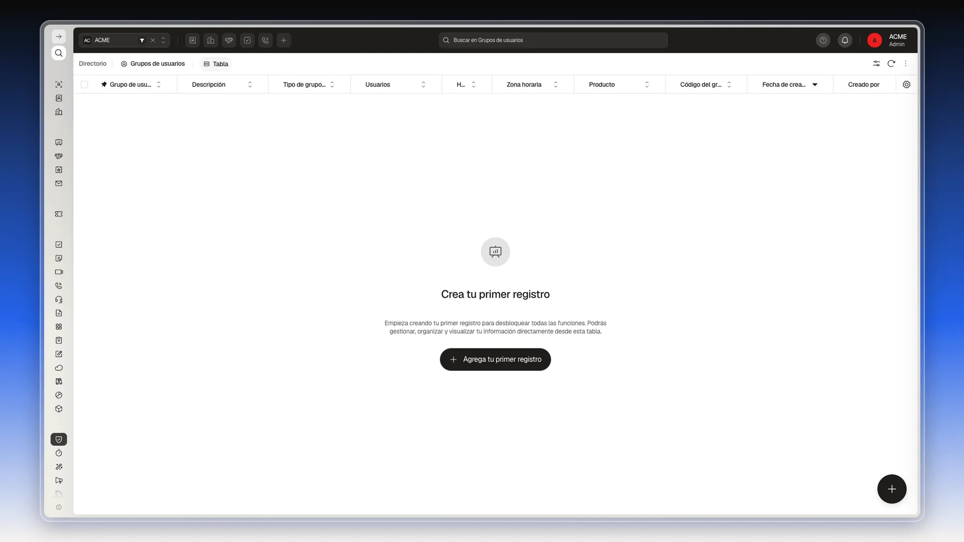 Tabla Grupos de usuarios de Control de Acceso