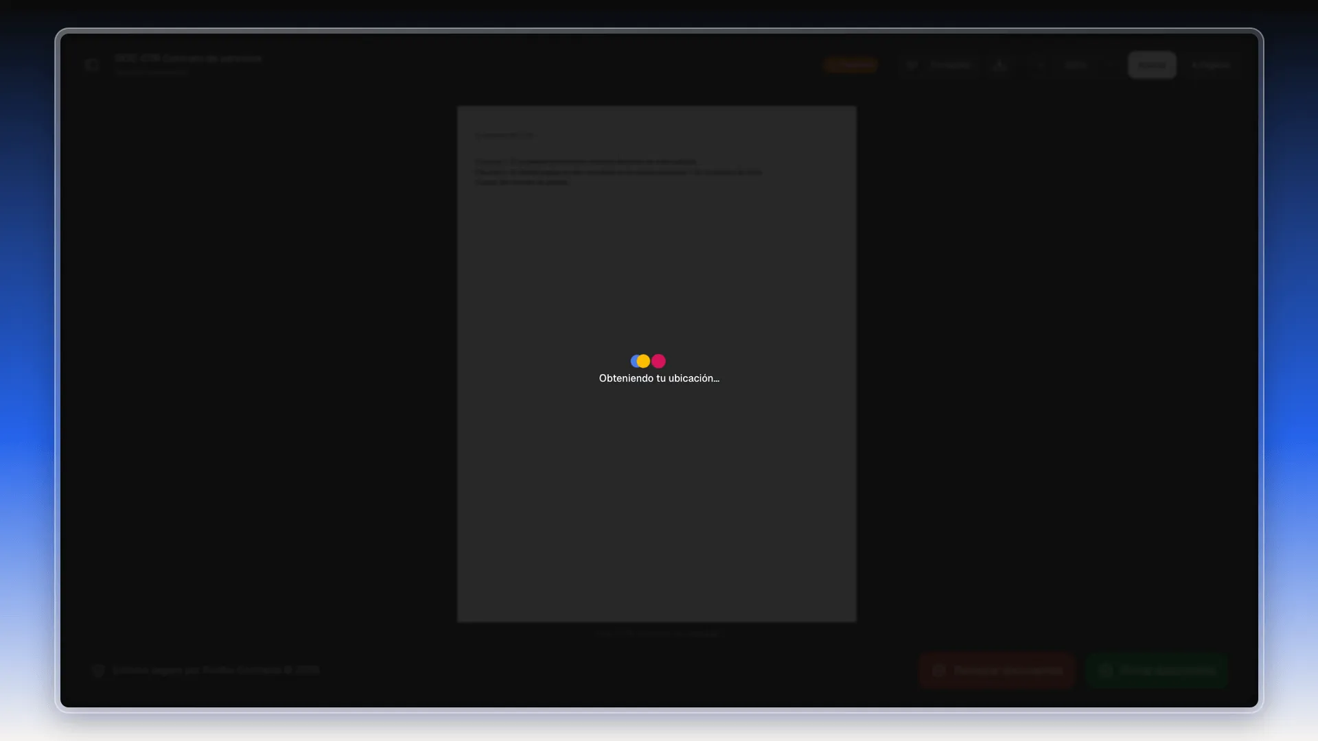 Pantalla Obteniendo tu ubicación mientras el navegador resuelve el permiso