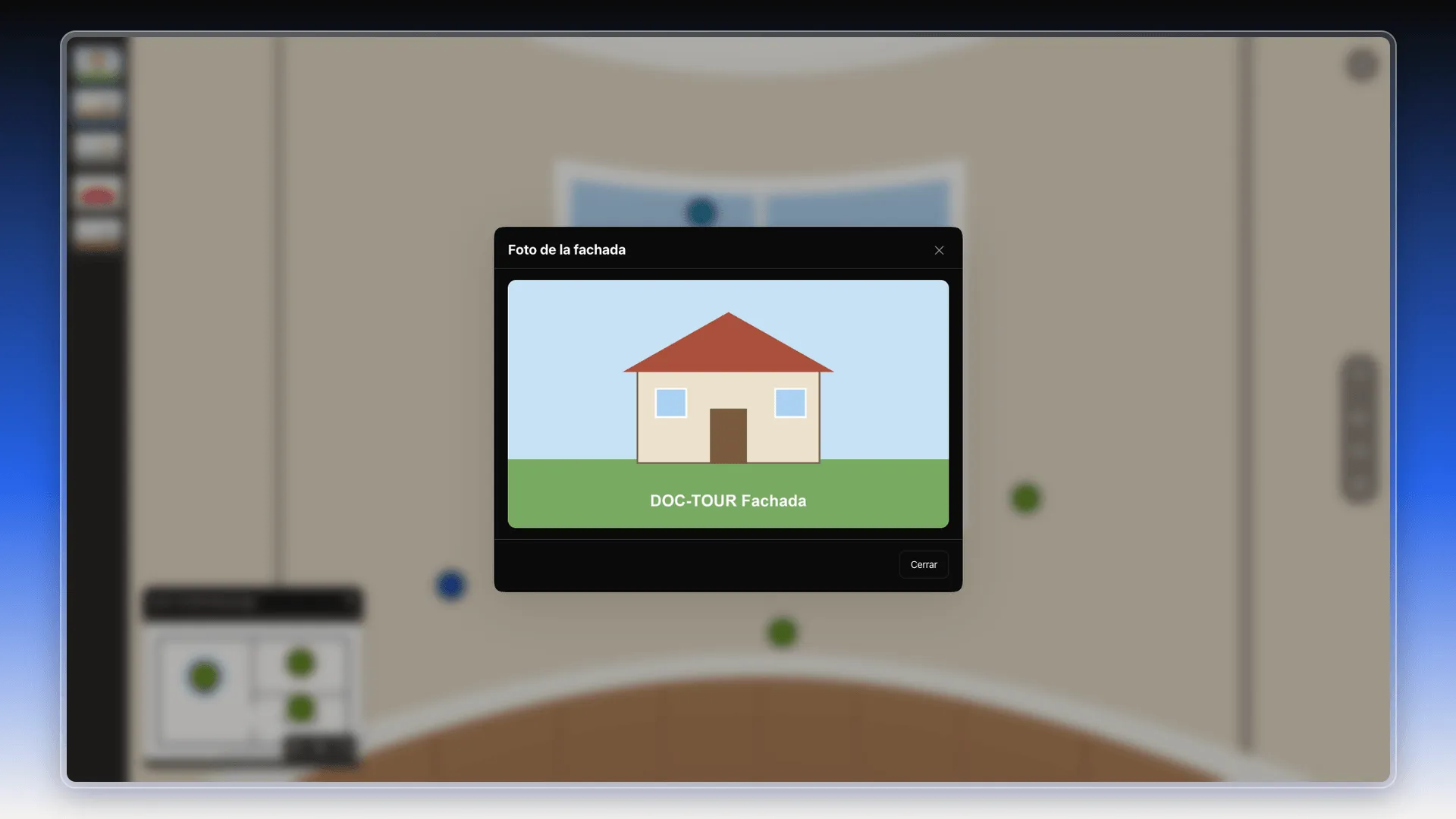 Ventana del punto multimedia Foto de la fachada con la imagen de la casa