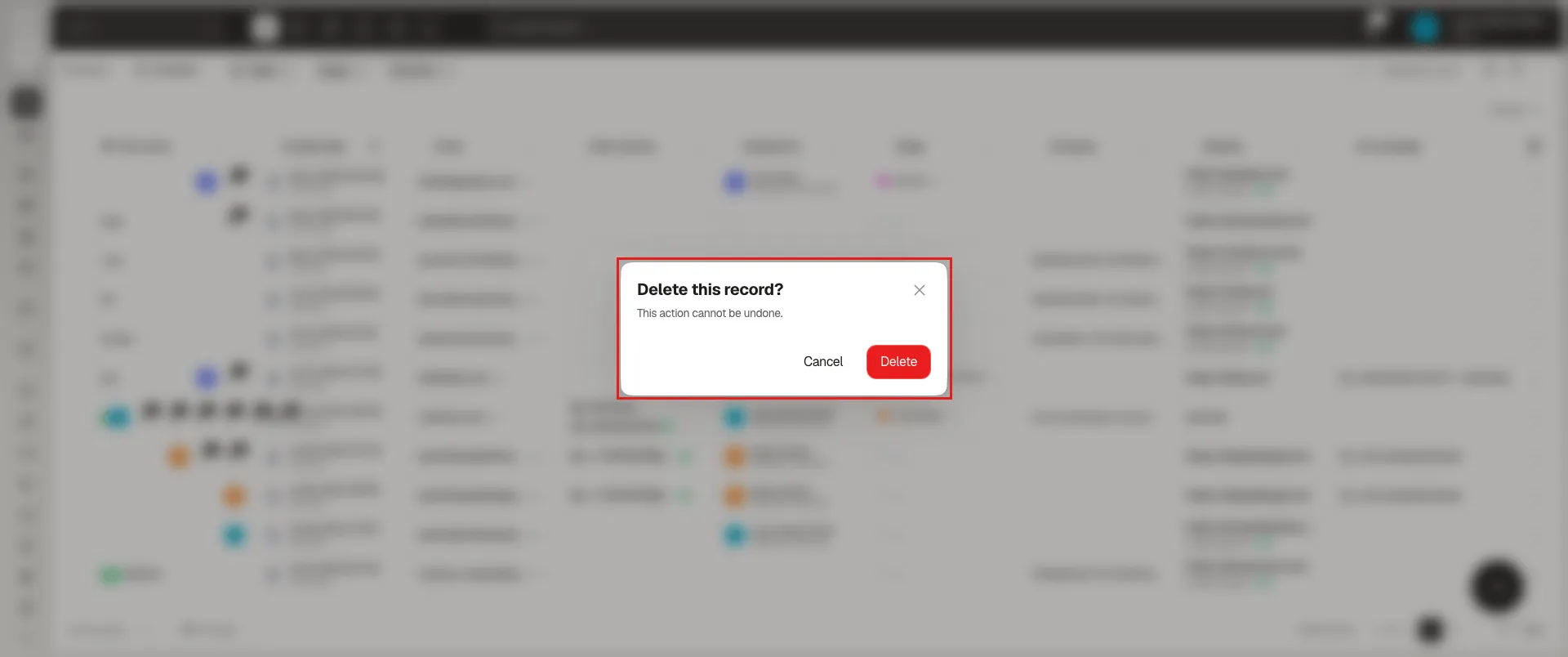 Delete this record? confirmation dialog
